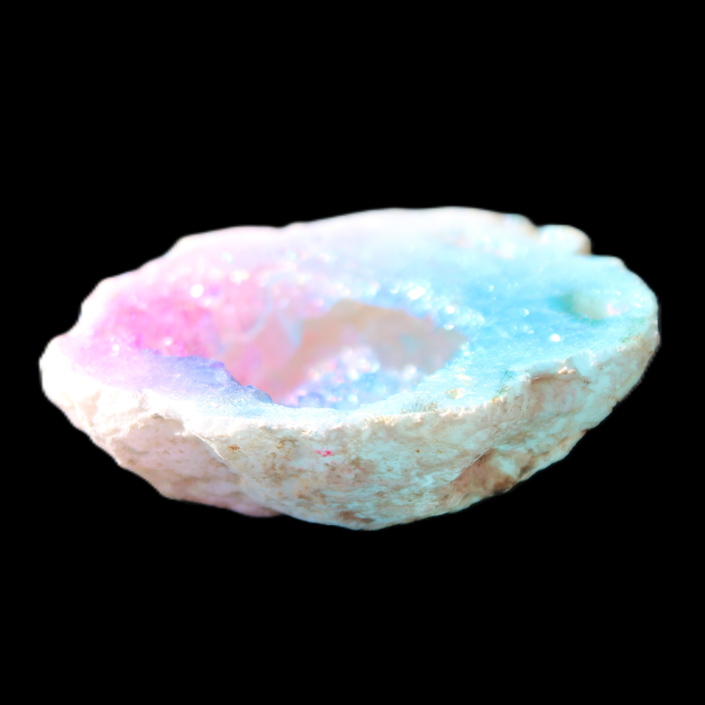 Angel Aura Agate geode 42+mm 39-52g in sunlight - Rocks and Things Store