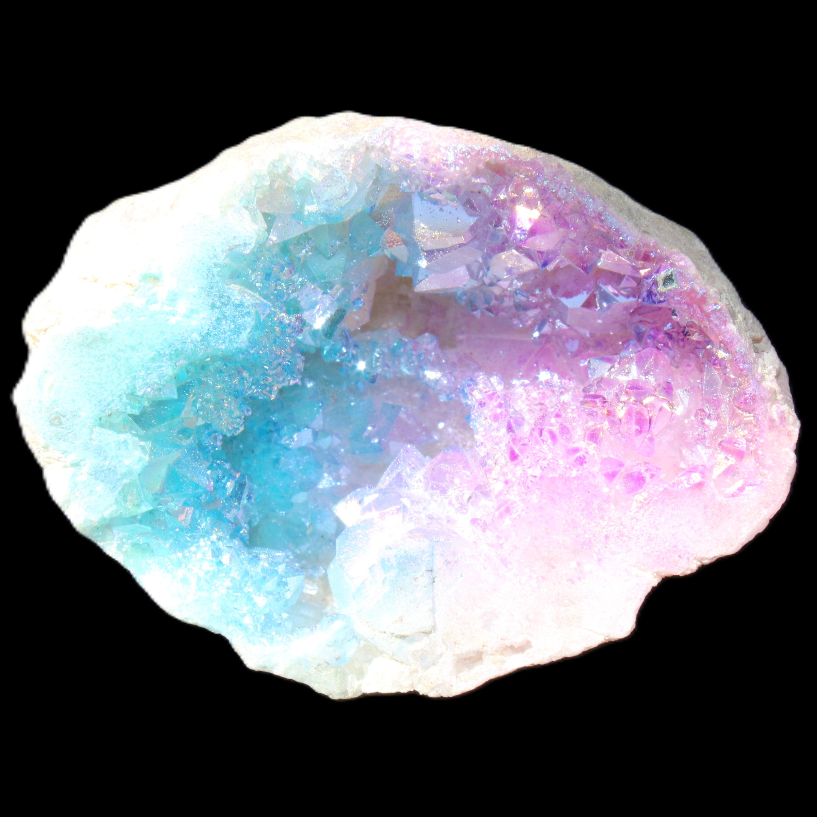 Angel Aura Agate geode 42+mm 39-52g in sunlight - Rocks and Things Store