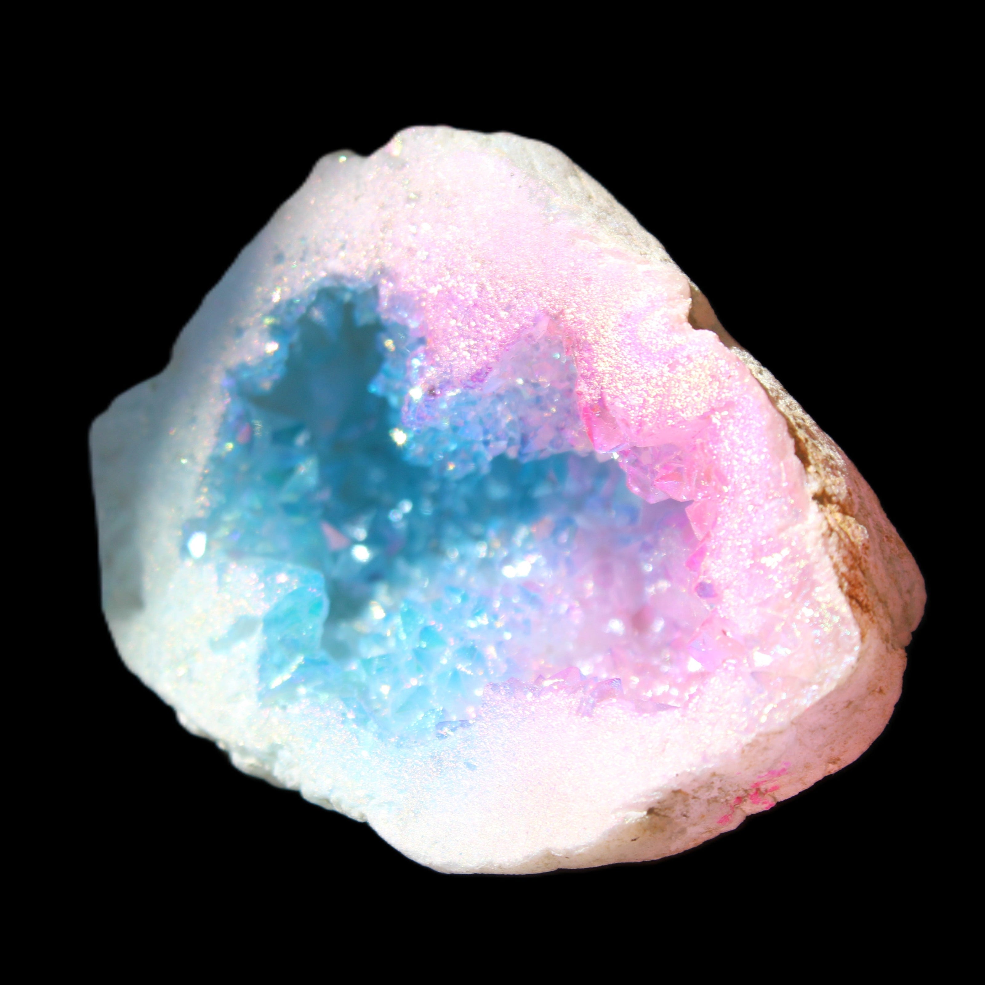 Angel Aura Agate geode 42+mm 39-52g in sunlight - Rocks and Things Store