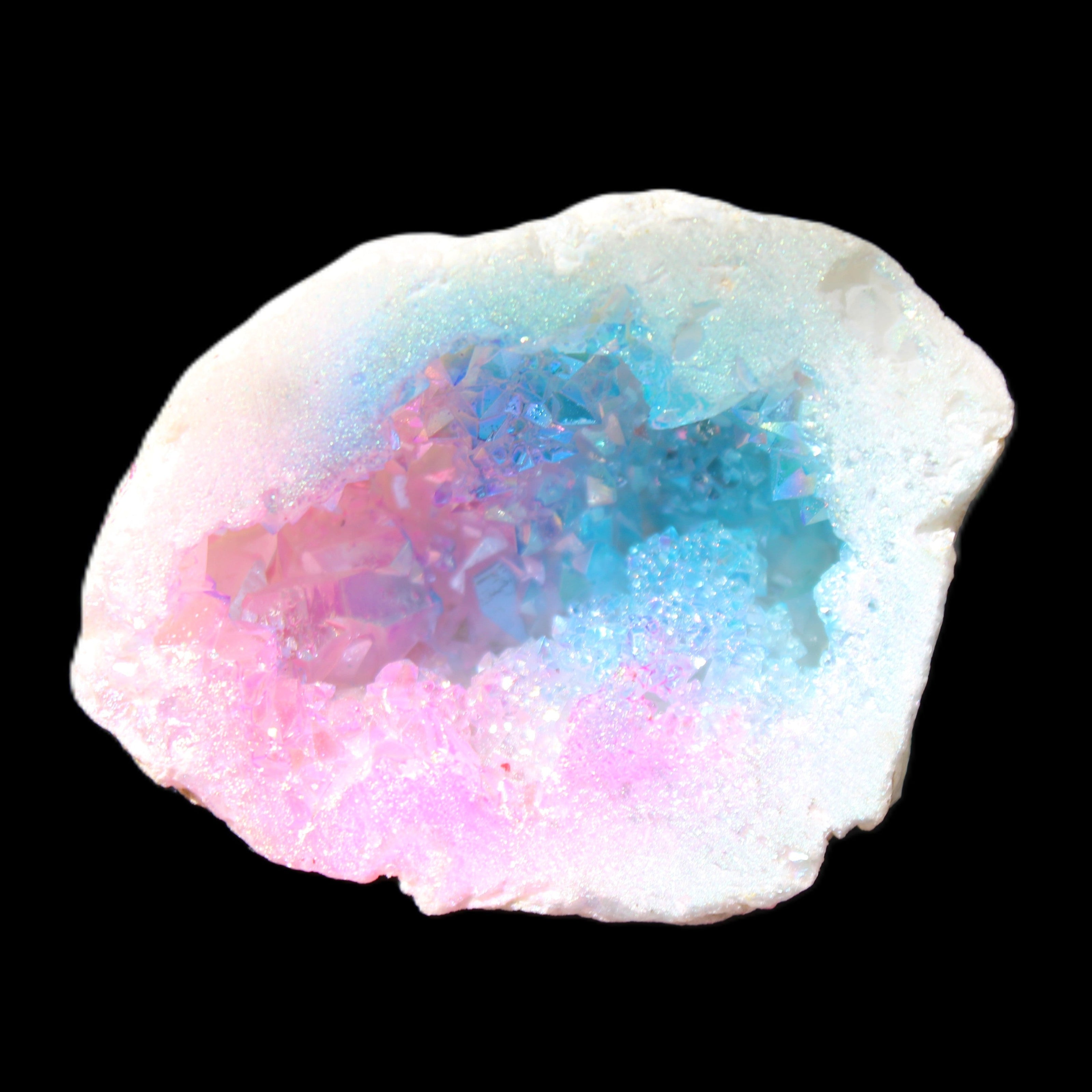 Angel Aura Agate geode 42+mm 39-52g in sunlight - Rocks and Things Store