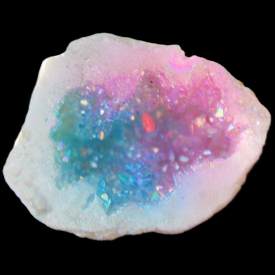 Angel Aura Agate geode 42+mm 39-52g in sunlight - Rocks and Things Store