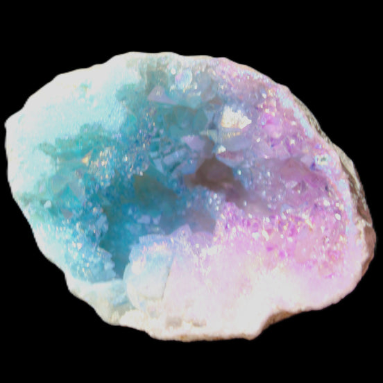 Angel Aura Agate geode 42+mm 39-52g in sunlight - Rocks and Things Store