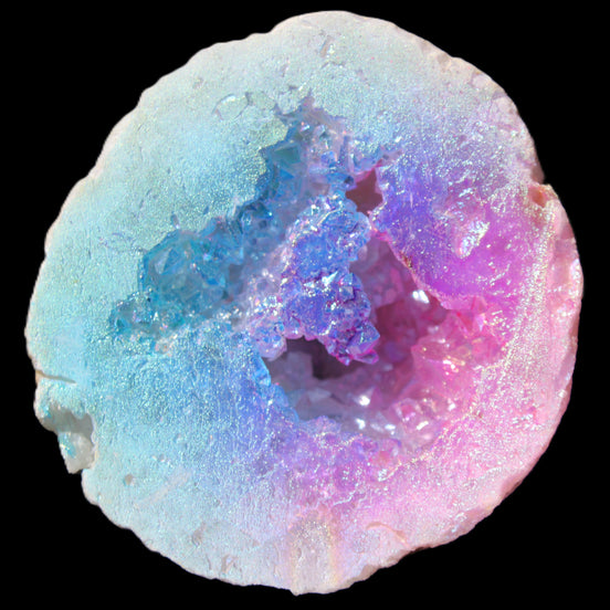 Angel Aura Agate geode 51mm 45/54g in sunlight - Rocks and Things Store