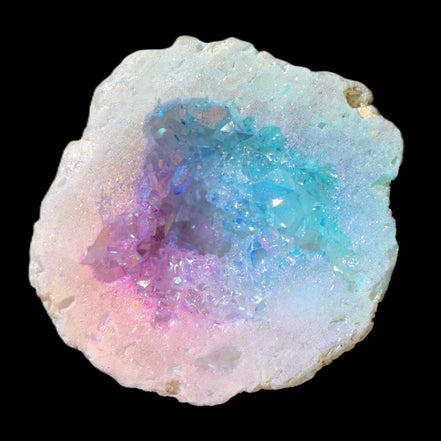 Angel Aura Agate geode 51mm 45/54g in sunlight - Rocks and Things Store