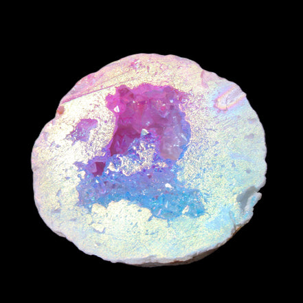 Angel Aura Agate geode 51mm 45/54g in sunlight - Rocks and Things Store