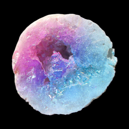 Angel Aura Agate geode 51mm 45/54g in sunlight - Rocks and Things Store
