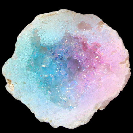 Angel Aura Agate geode 51mm 45/54g in sunlight - Rocks and Things Store