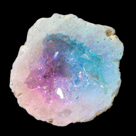 Angel Aura Agate geode 51mm 45/54g in sunlight - Rocks and Things Store