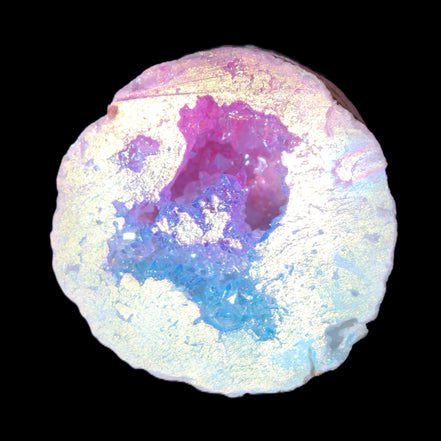 Angel Aura Agate geode 51mm 45/54g in sunlight - Rocks and Things Store