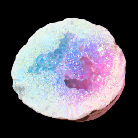 Angel Aura Agate geode 51mm 45/54g in sunlight - Rocks and Things Store