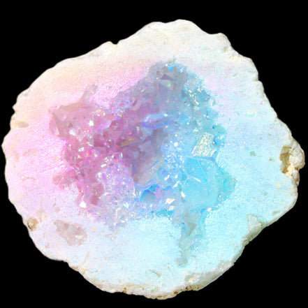 Angel Aura Agate geode 51mm 45/54g in sunlight - Rocks and Things Store