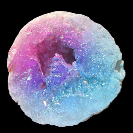 Angel Aura Agate geode 51mm 45/54g in sunlight - Rocks and Things Store