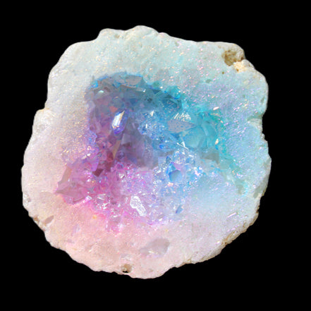 Angel Aura Agate geode 51mm 45/54g in sunlight - Rocks and Things Store