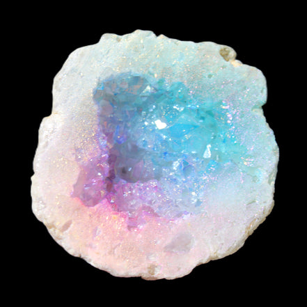Angel Aura Agate geode 51mm 45/54g in sunlight - Rocks and Things Store