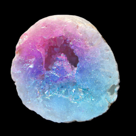 Angel Aura Agate geode 51mm 45/54g in sunlight - Rocks and Things Store