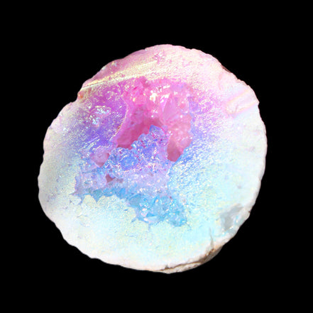 Angel Aura Agate geode 51mm 45/54g in sunlight - Rocks and Things Store