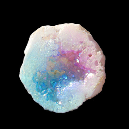 Angel Aura Agate geode 51mm 45/54g in sunlight - Rocks and Things Store