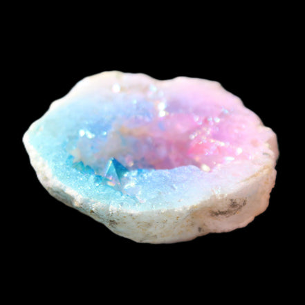 Angel Aura Agate geode 51mm 45/54g in sunlight - Rocks and Things Store