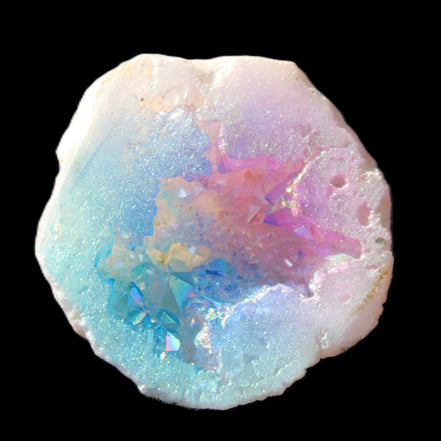 Angel Aura Agate geode 51mm 45/54g in sunlight - Rocks and Things Store