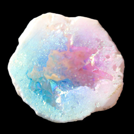Angel Aura Agate geode 51mm 45/54g in sunlight - Rocks and Things Store