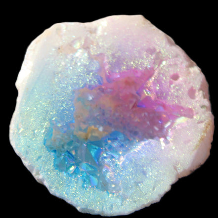 Angel Aura Agate geode 51mm 45/54g in sunlight - Rocks and Things Store