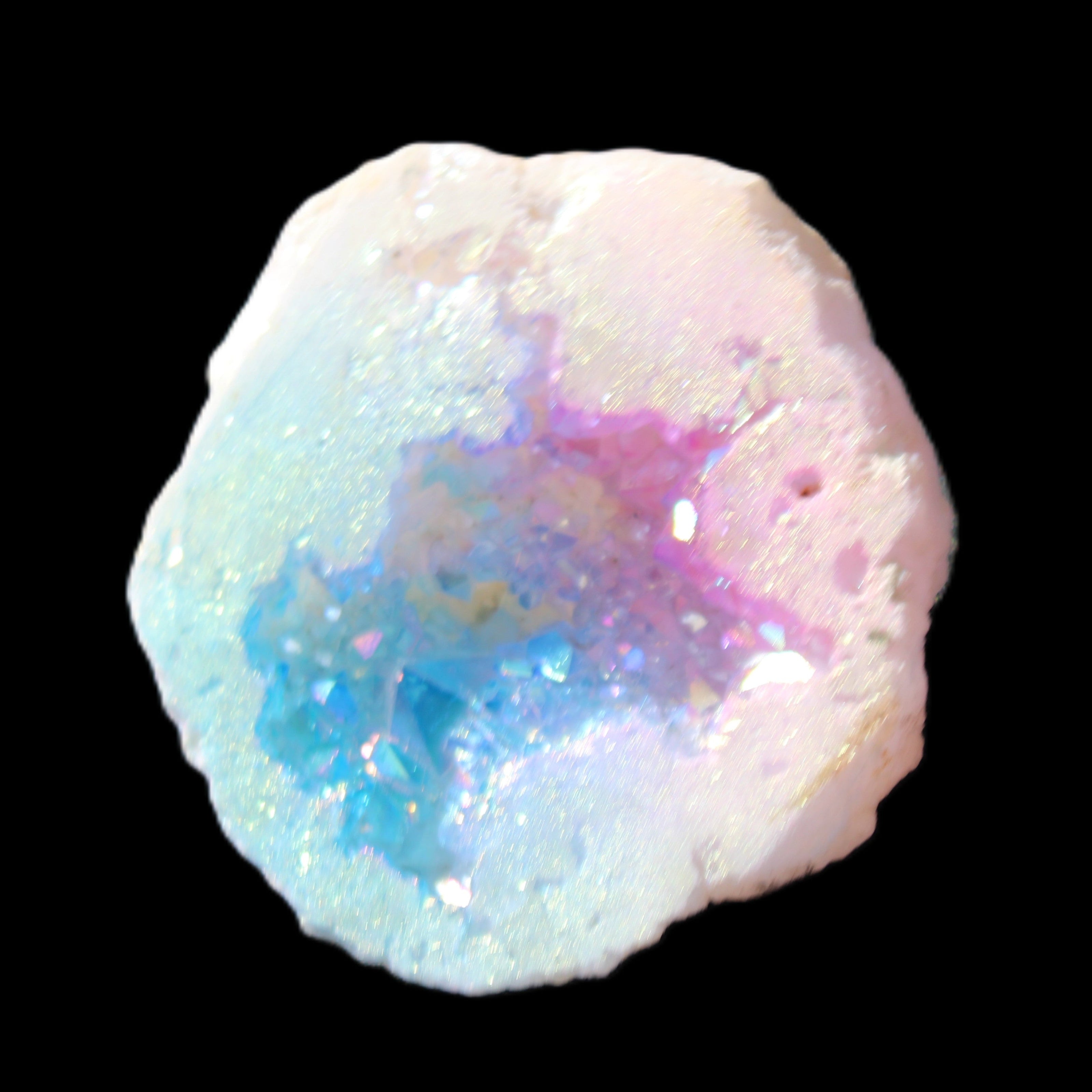 Angel Aura Agate geode 51mm 45/54g in sunlight - Rocks and Things Store