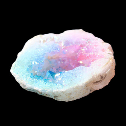 Angel Aura Agate geode 51mm 45/54g in sunlight - Rocks and Things Store