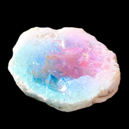 Angel Aura Agate geode 51mm 45/54g in sunlight - Rocks and Things Store