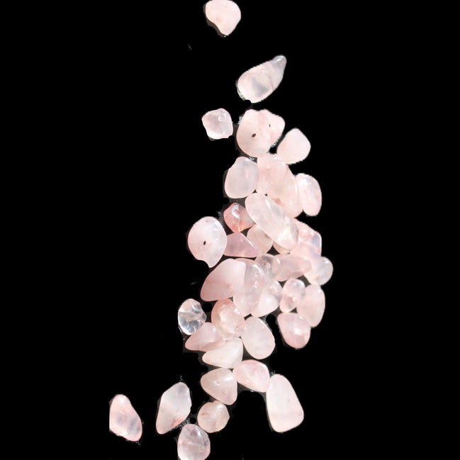 Rose Quartz 40 tiny drilled beads in bright sunlight - Rocks and Things Store