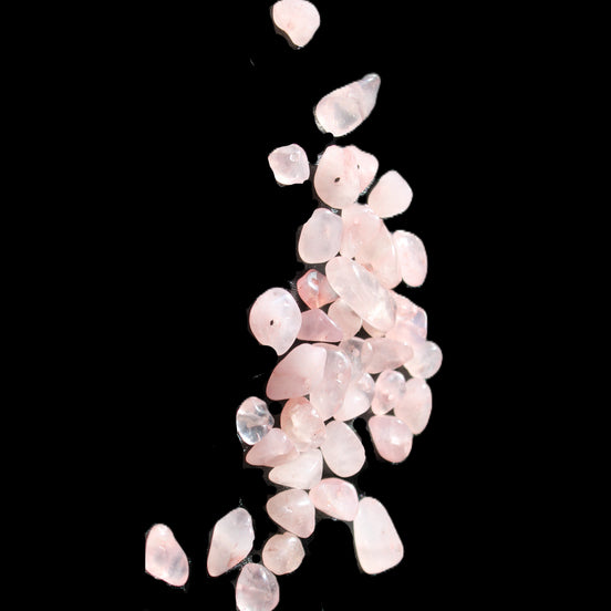 Rose Quartz 40 tiny drilled beads in bright sunlight - Rocks and Things Store