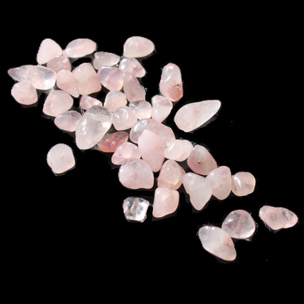 Rose Quartz 40 tiny drilled beads in bright sunlight - Rocks and Things Store