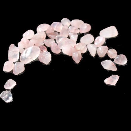 Rose Quartz 40 tiny drilled beads in bright sunlight - Rocks and Things Store