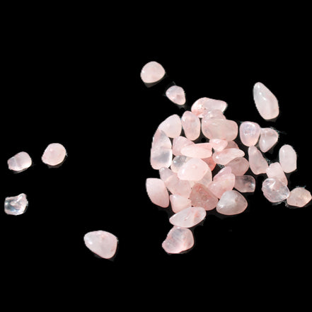 Rose Quartz 40 tiny drilled beads in bright sunlight - Rocks and Things Store