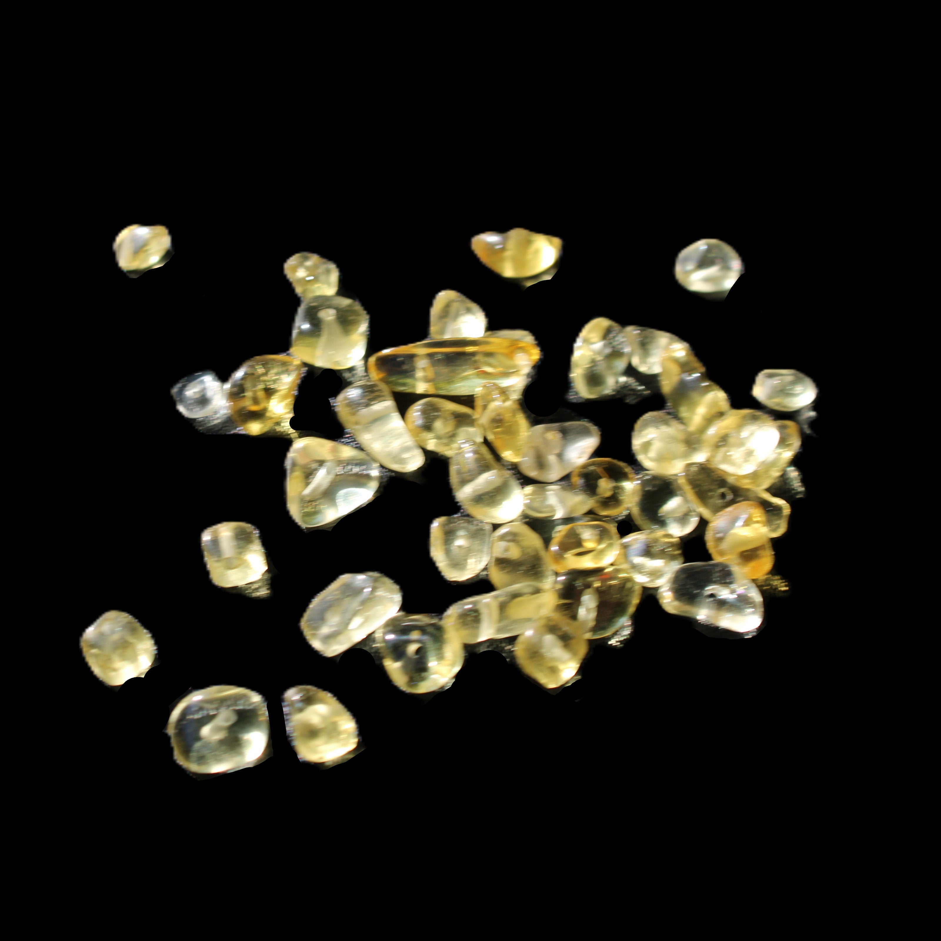 Citrine 41 tiny drilled beads in bright sunshine - Rocks and Things Store
