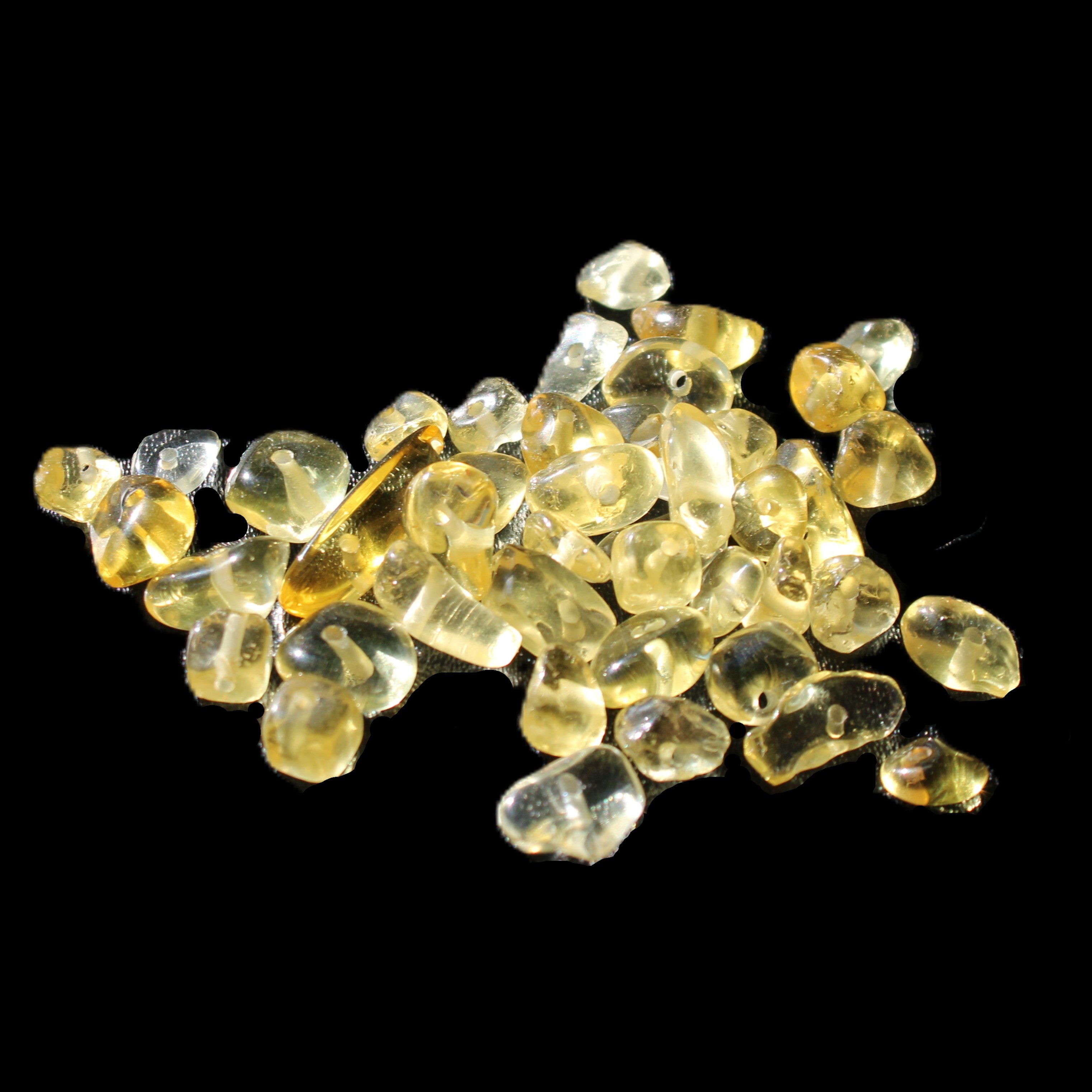 Citrine 41 tiny drilled beads in bright sunshine - Rocks and Things Store