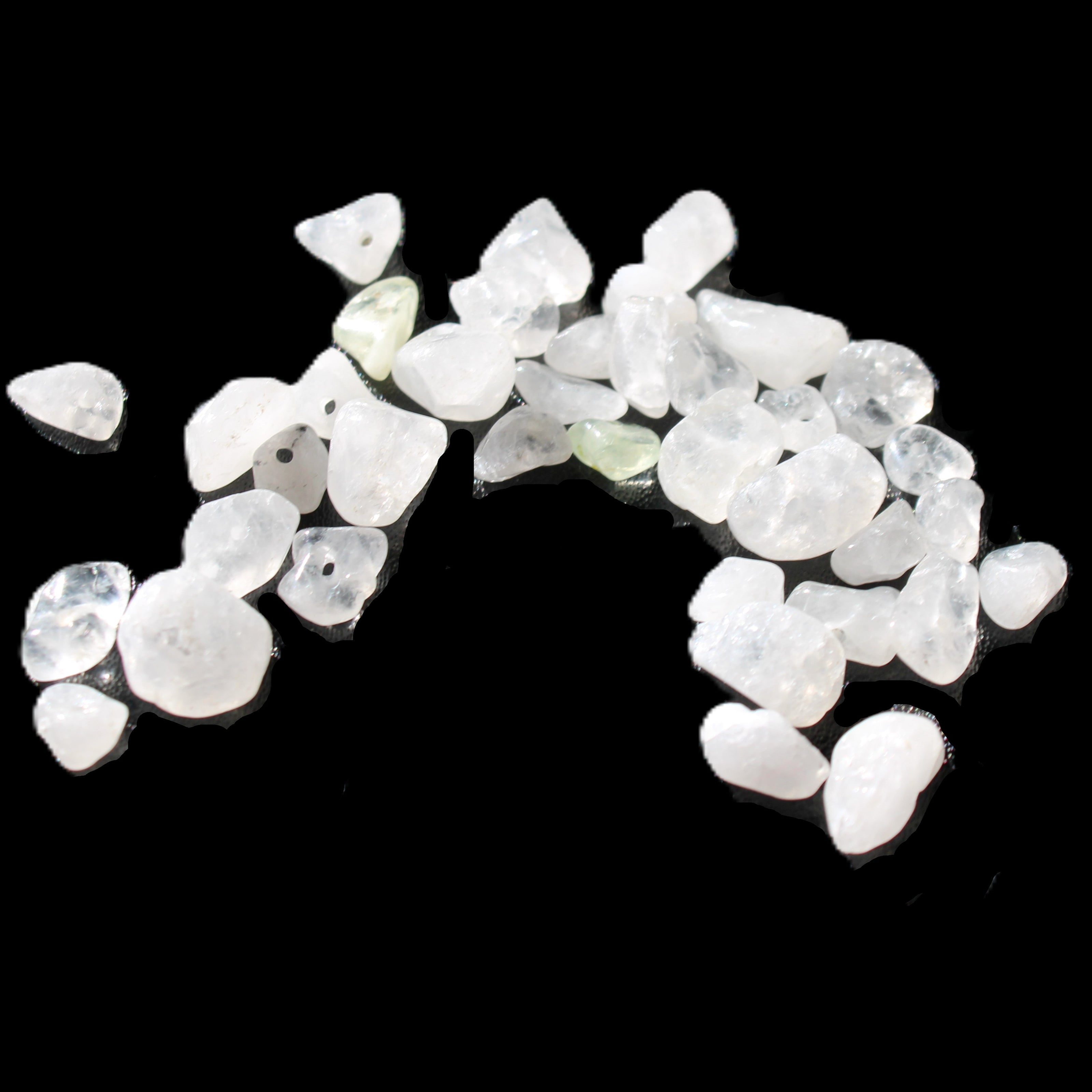 Clear Quartz 35 tiny drilled beads in bright sunlight - Rocks and Things Store
