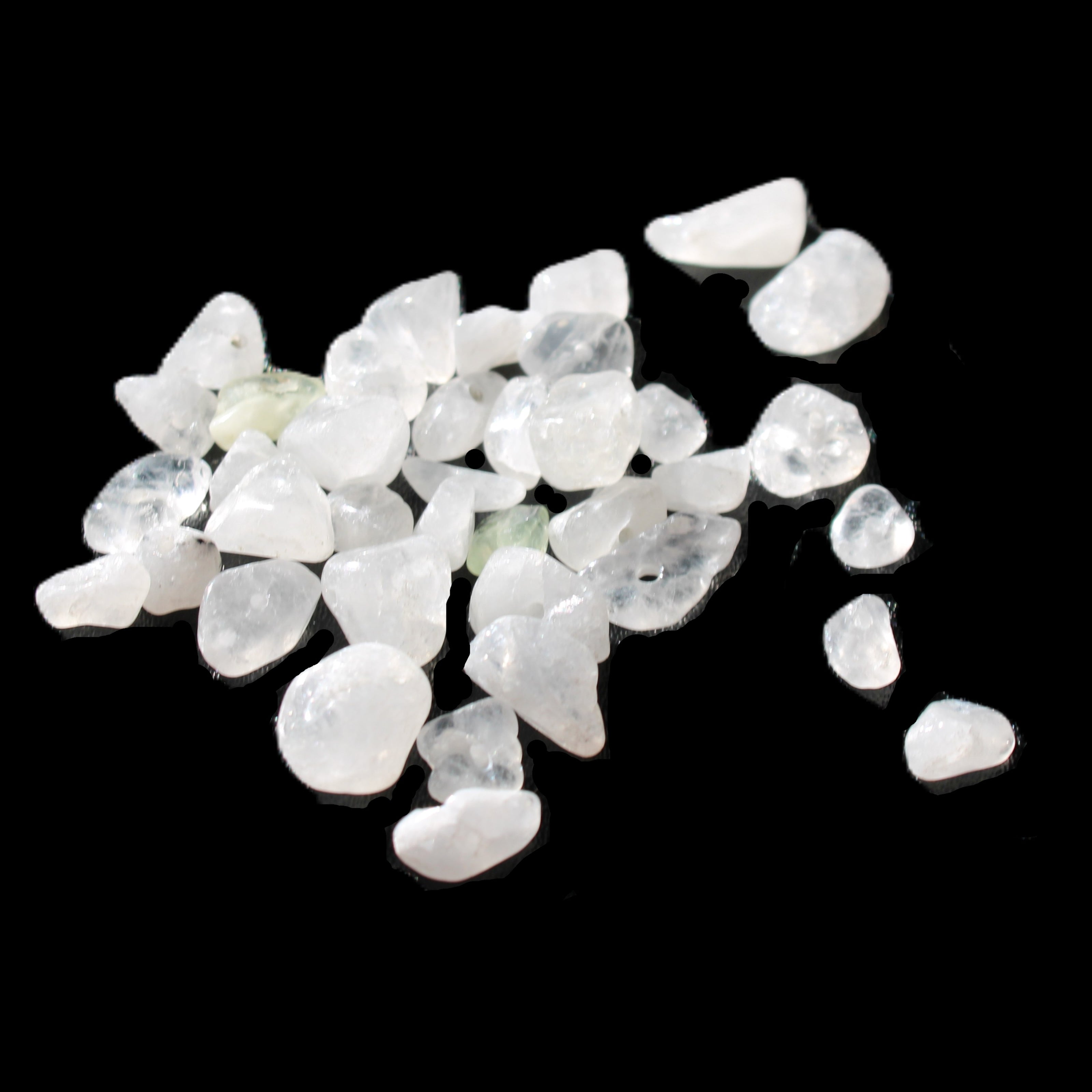 Clear Quartz 35 tiny drilled beads in bright sunlight - Rocks and Things Store