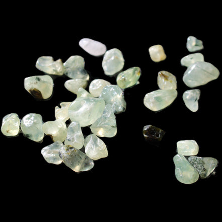 Prehnite 32 tiny drilled beads in bright sunshine - Rocks and Things Store