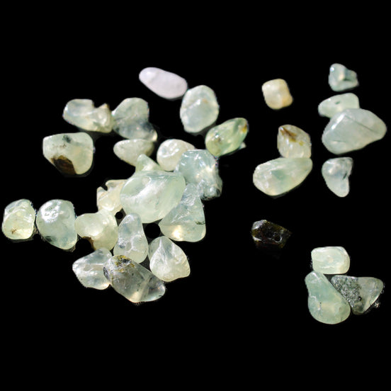 Prehnite 32 tiny drilled beads in bright sunshine - Rocks and Things Store