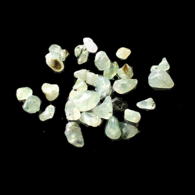 Prehnite 32 tiny drilled beads in bright sunshine - Rocks and Things Store