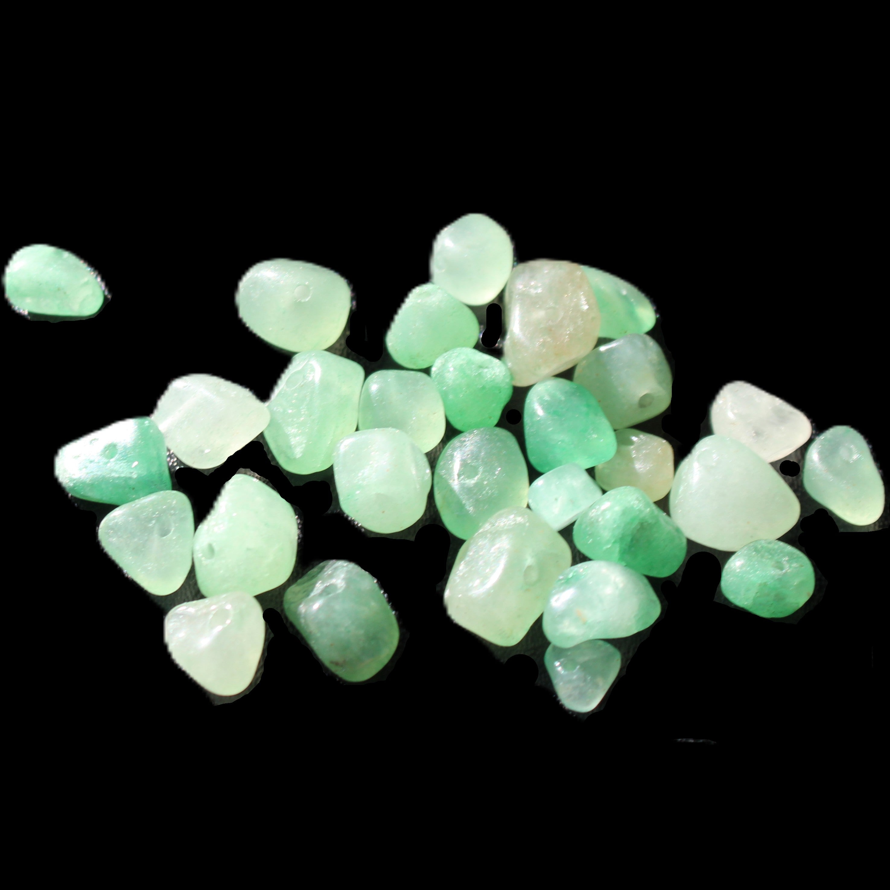 Aventurine 30 tiny drilled beads in bright sunlight - Rocks and Things Store