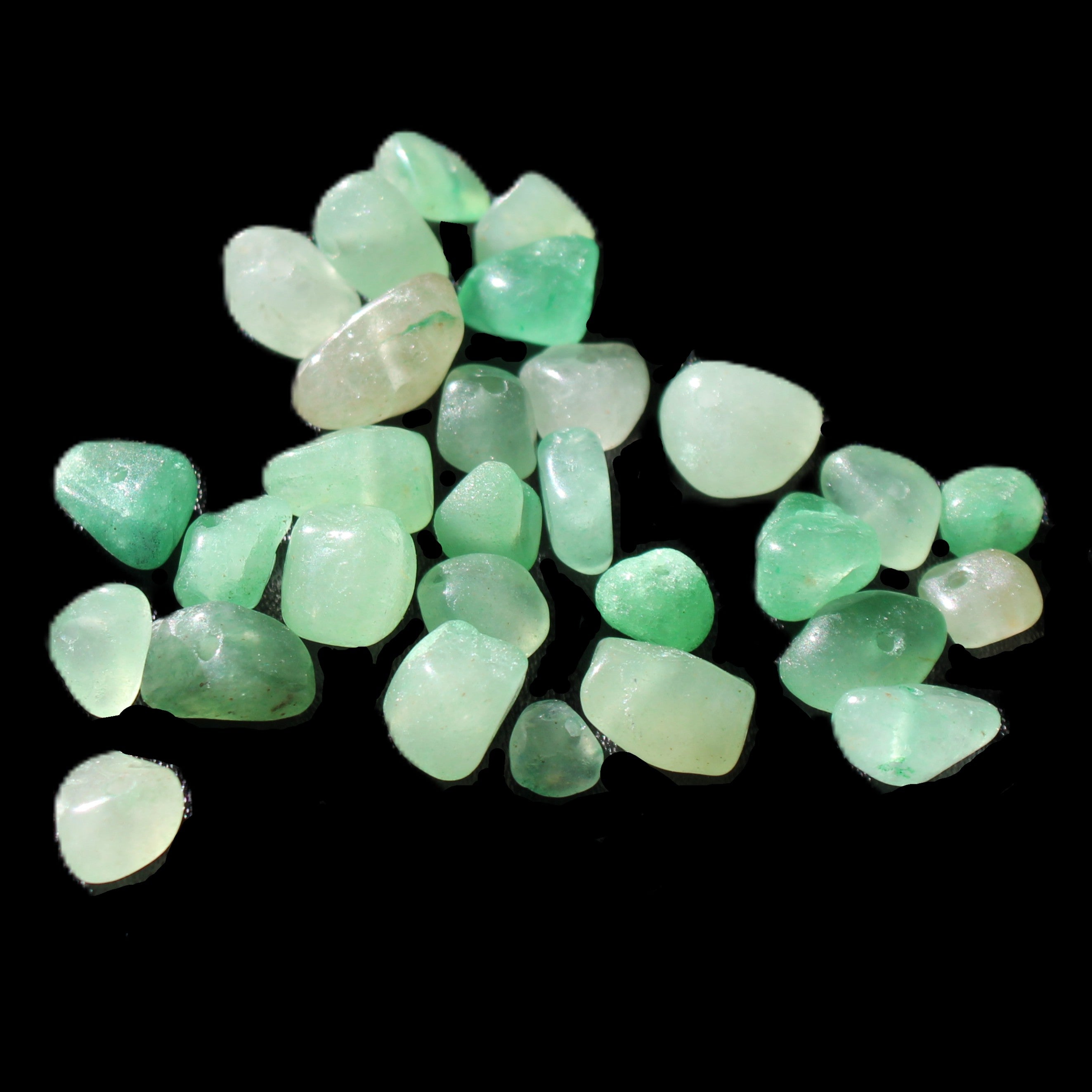 Aventurine 30 tiny drilled beads in bright sunlight - Rocks and Things Store