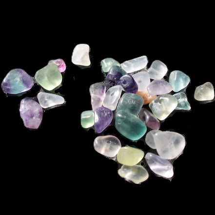 Fluorite 32 tiny drilled beads in bright sunlight - Rocks and Things Store