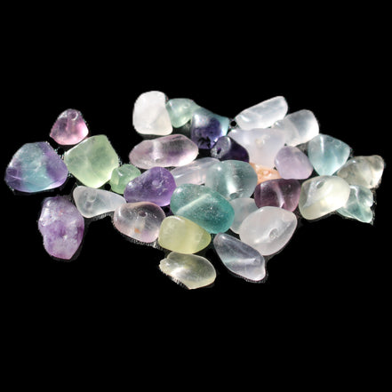Fluorite 32 tiny drilled beads in bright sunlight - Rocks and Things Store