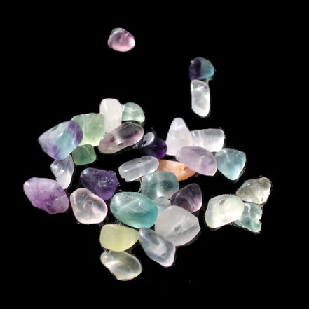 Fluorite 32 tiny drilled beads in bright sunlight - Rocks and Things Store