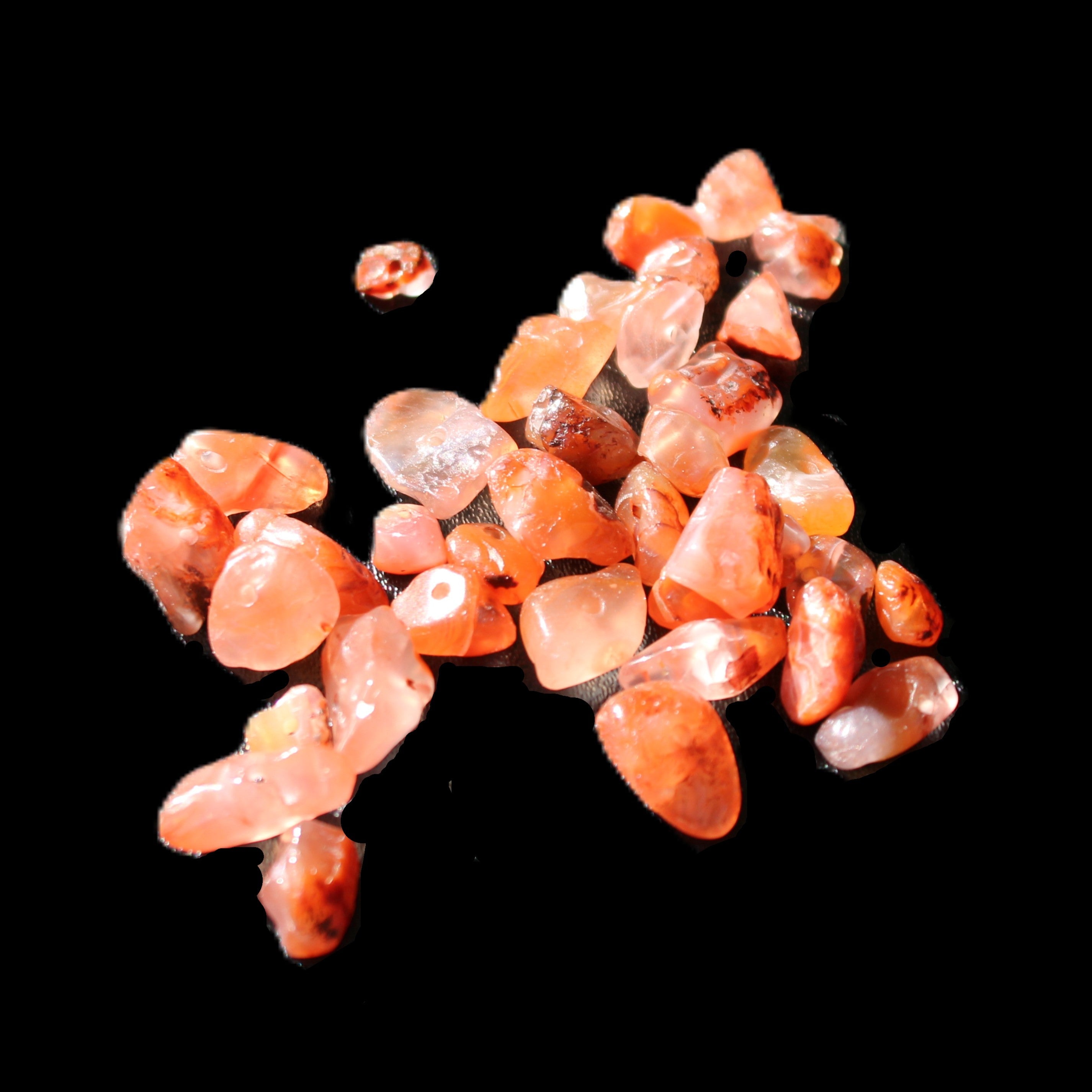 Tiny drilled beads for bracelet/necklace Red and Gold 8-10g in sunlight - Rocks and Things Store
