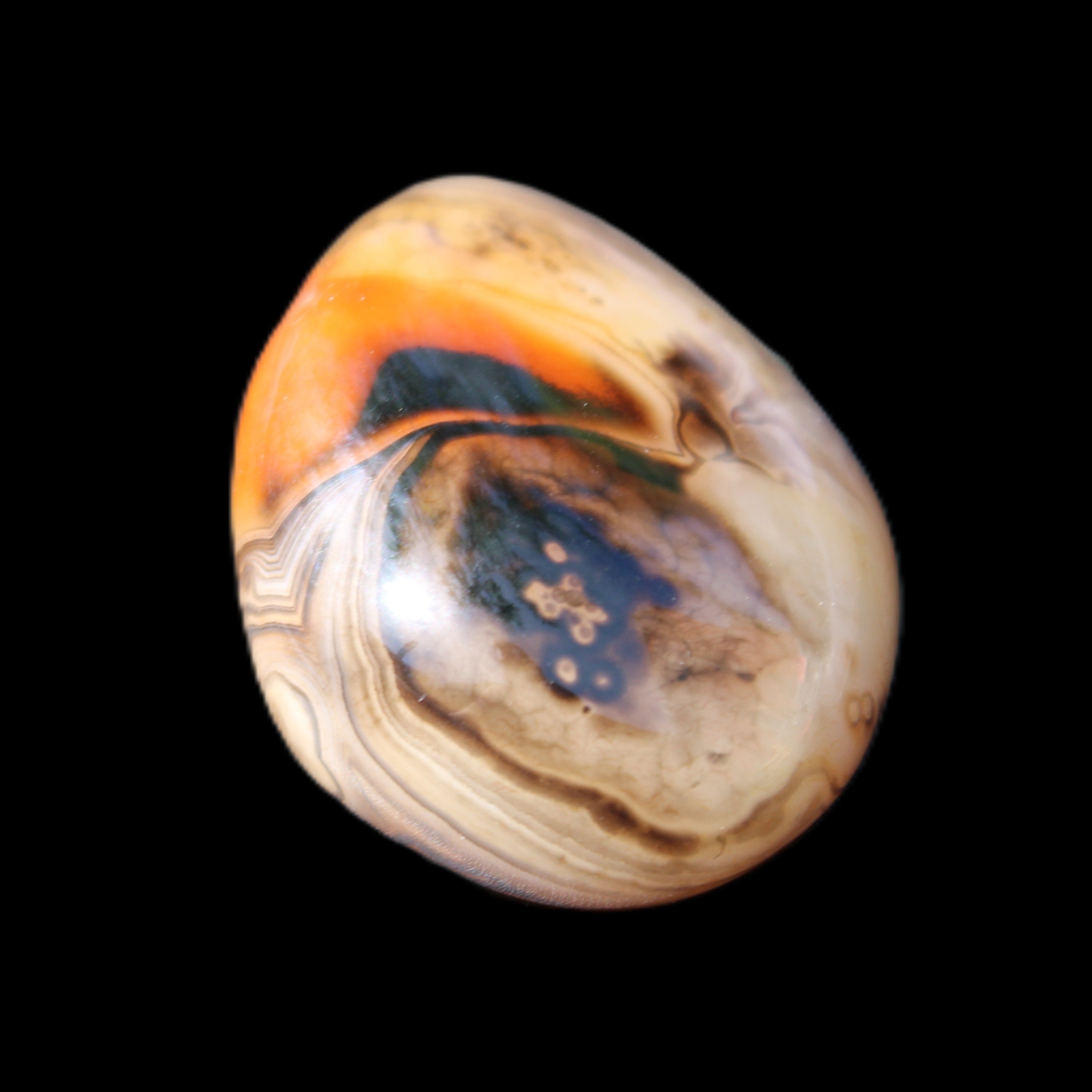 Crazy Lace Silk Banded Agate tumbled stone from Madagascar 39g in sunlight - Rocks and Things Store