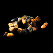Tiny drilled beads for bracelet/necklace Red and Gold 8-10g in sunlight - Rocks and Things Store