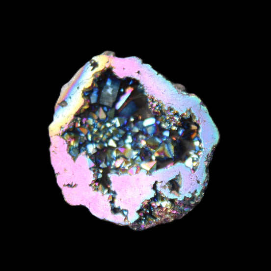 Electric Pink Agate electroplated geode 30mm 8-9g in sunlight - Rocks and Things Store