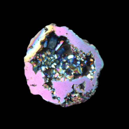 Electric Pink Agate electroplated geode 30mm 8-9g in sunlight - Rocks and Things Store